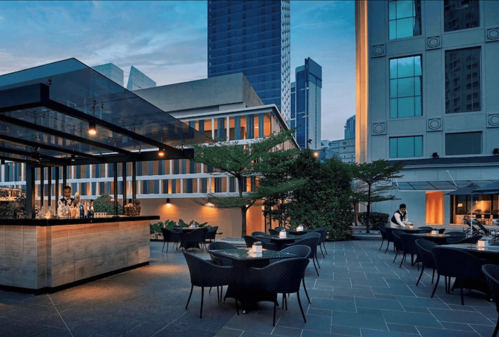 Bel-Aire bar terrace, early evening